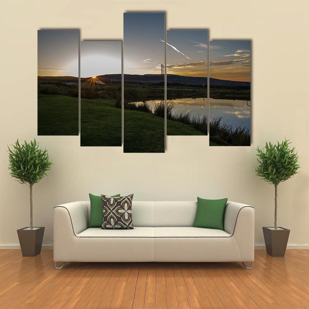 Keepers Pond In Evening Canvas Wall Art-5 Star-Gallery Wrap-62" x 32"-Tiaracle