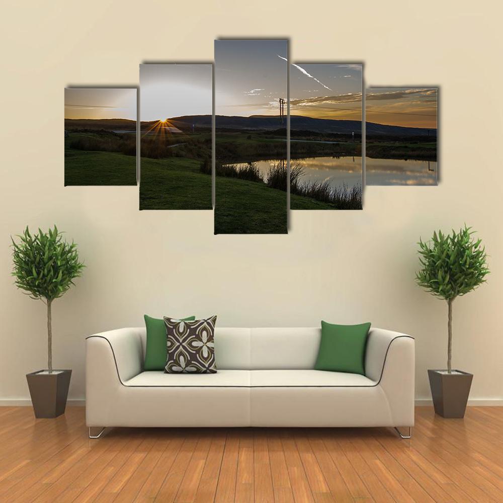Keepers Pond In Evening Canvas Wall Art-5 Star-Gallery Wrap-62" x 32"-Tiaracle