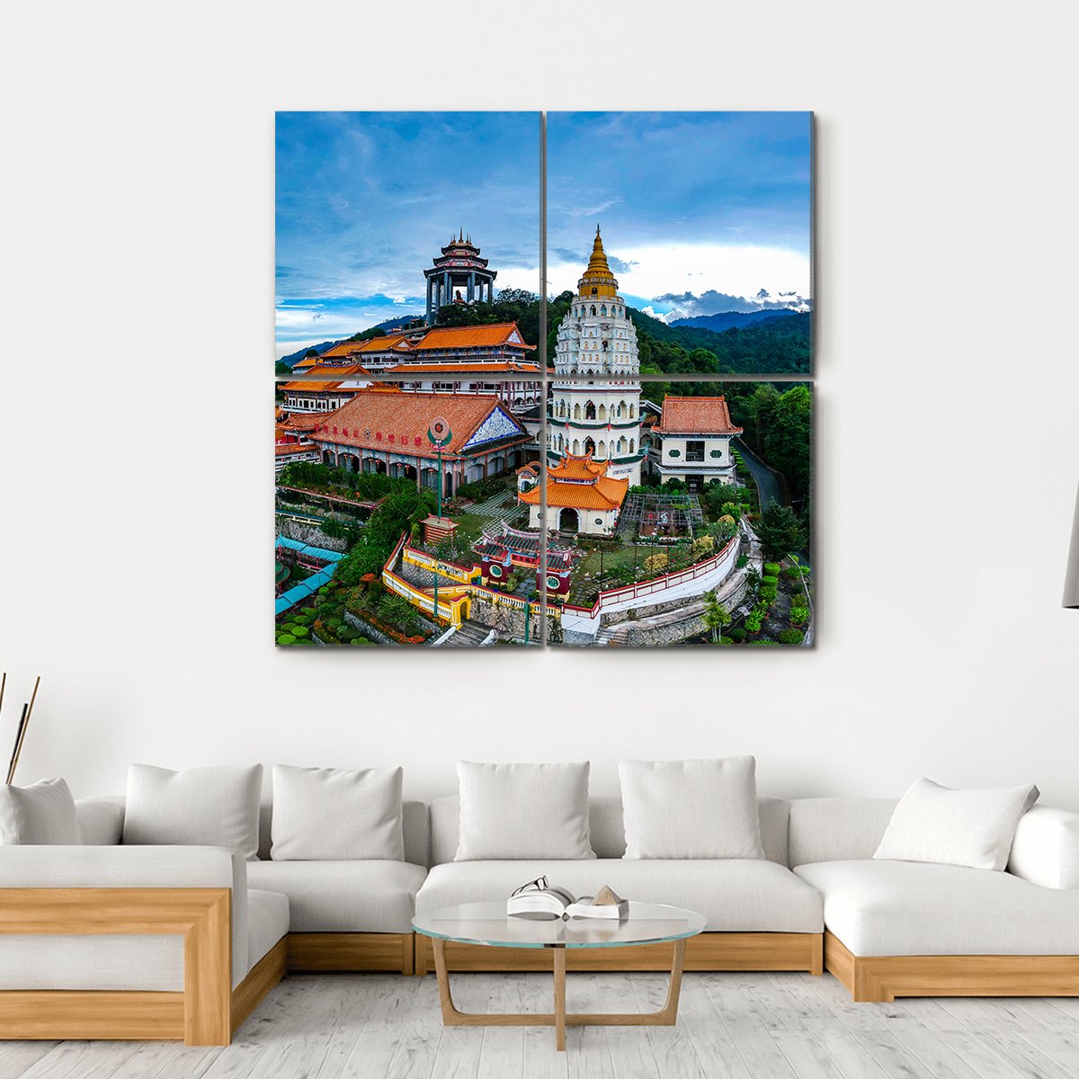 Kek Lok Si Temple Canvas Wall Art-4 Square-Gallery Wrap-17" x 17"-Tiaracle