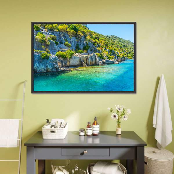 Kekova Island Canvas Wall Art-1 Piece-Floating Frame-24" x 16"-Tiaracle
