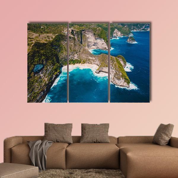 Kelingking Beach Indonesia Canvas Wall Art-3 Horizontal-Gallery Wrap-37" x 24"-Tiaracle