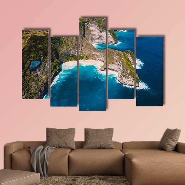 Kelingking Beach Indonesia Canvas Wall Art-5 Pop-Gallery Wrap-47" x 32"-Tiaracle