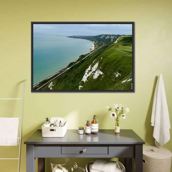 Kent Coastline Between Dover Canvas Wall Art-1 Piece-Floating Frame-24" x 16"-Tiaracle