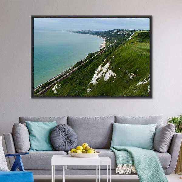 Kent Coastline Between Dover Canvas Wall Art-3 Horizontal-Gallery Wrap-25" x 16"-Tiaracle