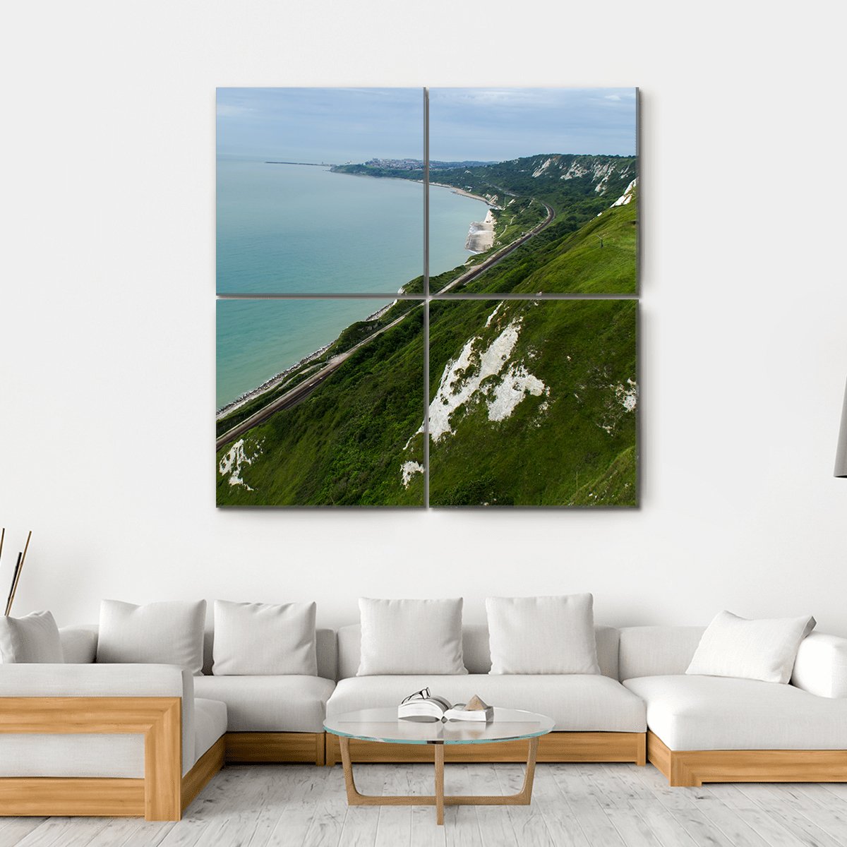 Kent Coastline Between Dover Canvas Wall Art-4 Square-Gallery Wrap-17" x 17"-Tiaracle