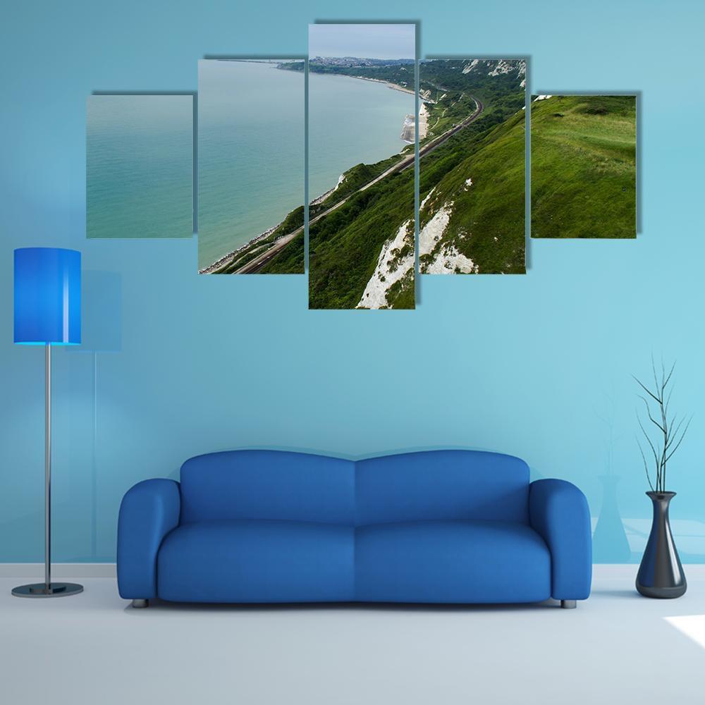 Kent Coastline Between Dover Canvas Wall Art-5 Pop-Gallery Wrap-47" x 32"-Tiaracle