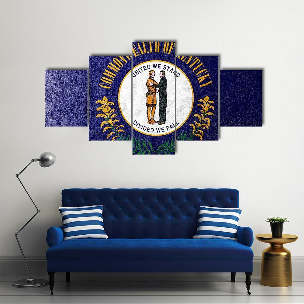 Kentucky Flag Canvas Wall Art-5 Star-Gallery Wrap-62" x 32"-Tiaracle