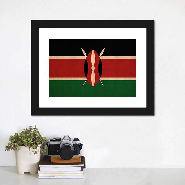 Kenya Flag Canvas Wall Art-1 Piece-Framed Print-20" x 16"-Tiaracle