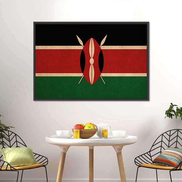 Kenya Flag Canvas Wall Art-3 Horizontal-Gallery Wrap-25" x 16"-Tiaracle
