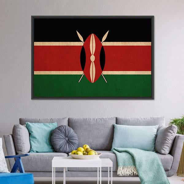 Kenya Flag Canvas Wall Art-5 Horizontal-Gallery Wrap-22" x 12"-Tiaracle