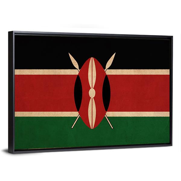 Kenya Flag Canvas Wall Art-5 Horizontal-Gallery Wrap-22" x 12"-Tiaracle