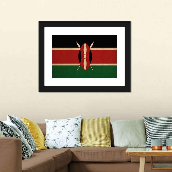 Kenya Flag Canvas Wall Art-3 Horizontal-Gallery Wrap-25" x 16"-Tiaracle