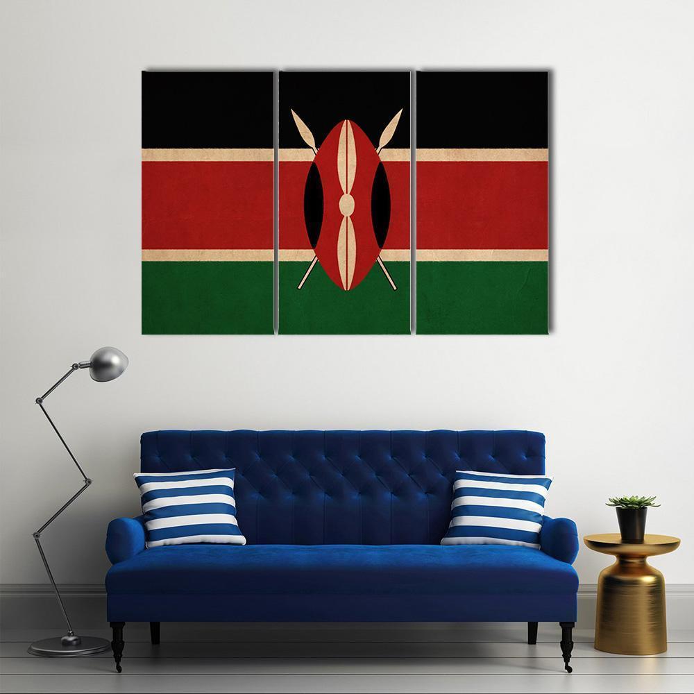 Kenya Flag Canvas Wall Art-3 Horizontal-Gallery Wrap-37" x 24"-Tiaracle