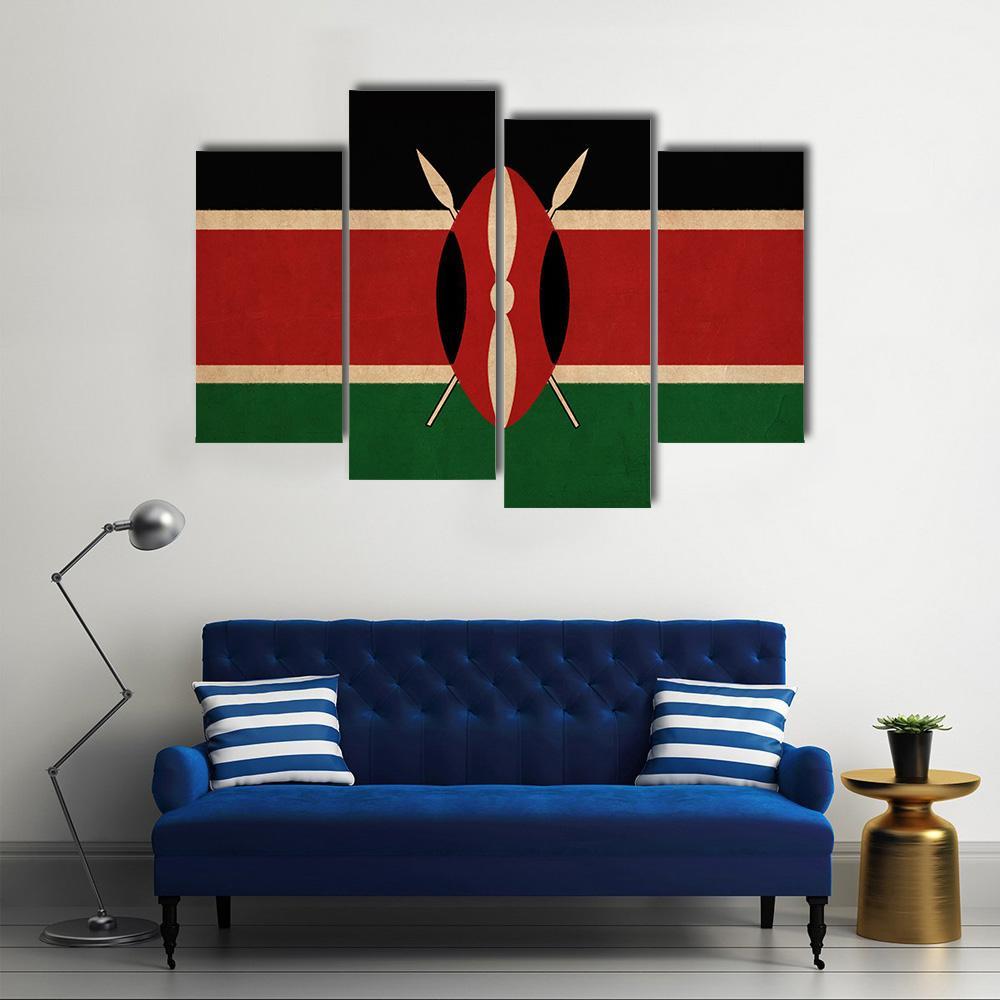 Kenya Flag Canvas Wall Art-4 Pop-Gallery Wrap-50" x 32"-Tiaracle