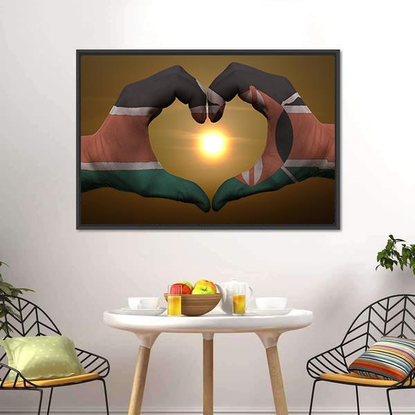 Kenya Flag On Hands Canvas Wall Art-5 Horizontal-Gallery Wrap-22" x 12"-Tiaracle