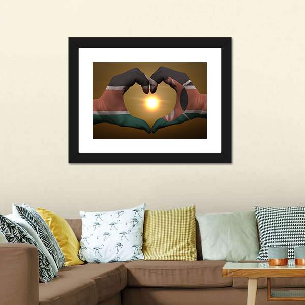 Kenya Flag On Hands Canvas Wall Art-5 Horizontal-Gallery Wrap-22" x 12"-Tiaracle