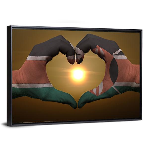 Kenya Flag On Hands Canvas Wall Art-5 Horizontal-Gallery Wrap-22" x 12"-Tiaracle
