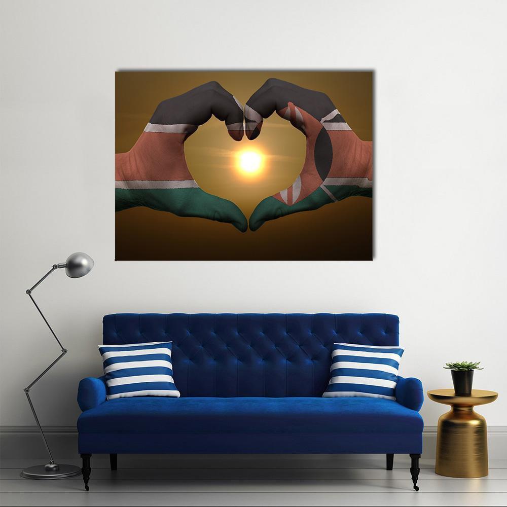 Kenya Flag On Hands Canvas Wall Art-1 Piece-Gallery Wrap-48" x 32"-Tiaracle
