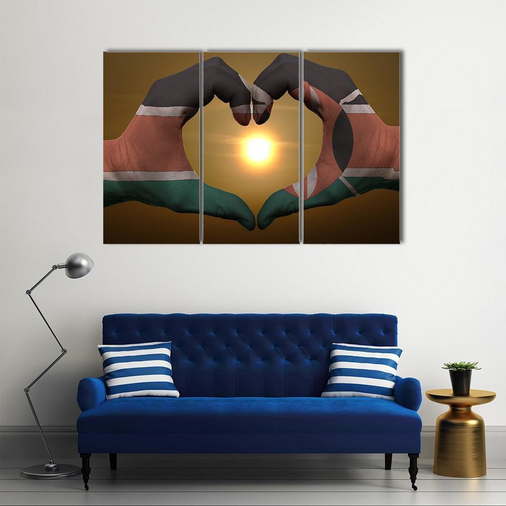 Kenya Flag On Hands Canvas Wall Art-1 Piece-Gallery Wrap-48" x 32"-Tiaracle