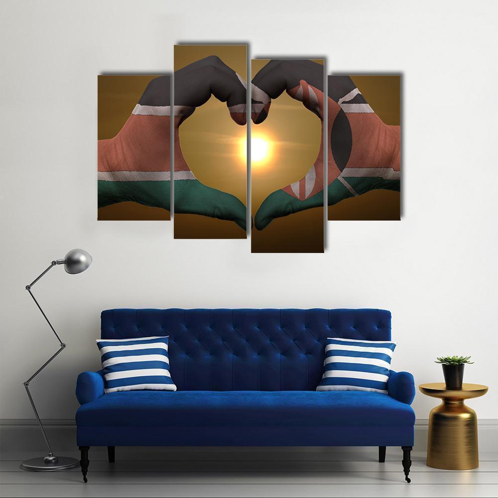 Kenya Flag On Hands Canvas Wall Art-4 Pop-Gallery Wrap-50" x 32"-Tiaracle