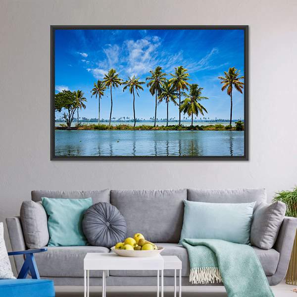 Kerala Backwaters Canvas Wall Art-3 Horizontal-Gallery Wrap-25" x 16"-Tiaracle