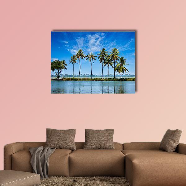 Kerala Backwaters Canvas Wall Art-1 Piece-Gallery Wrap-48&quot; x 32&quot;-Tiaracle