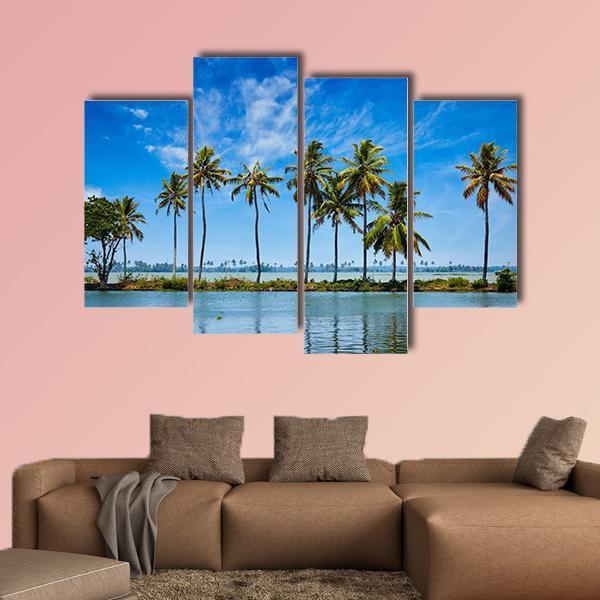 Kerala Backwaters Canvas Wall Art-4 Pop-Gallery Wrap-50&quot; x 32&quot;-Tiaracle
