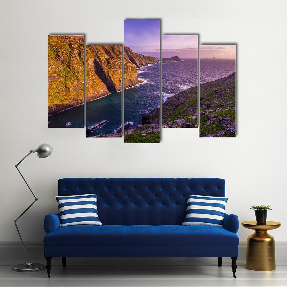 Kerry Cliffs Ireland Canvas Wall Art-5 Pop-Gallery Wrap-47" x 32"-Tiaracle