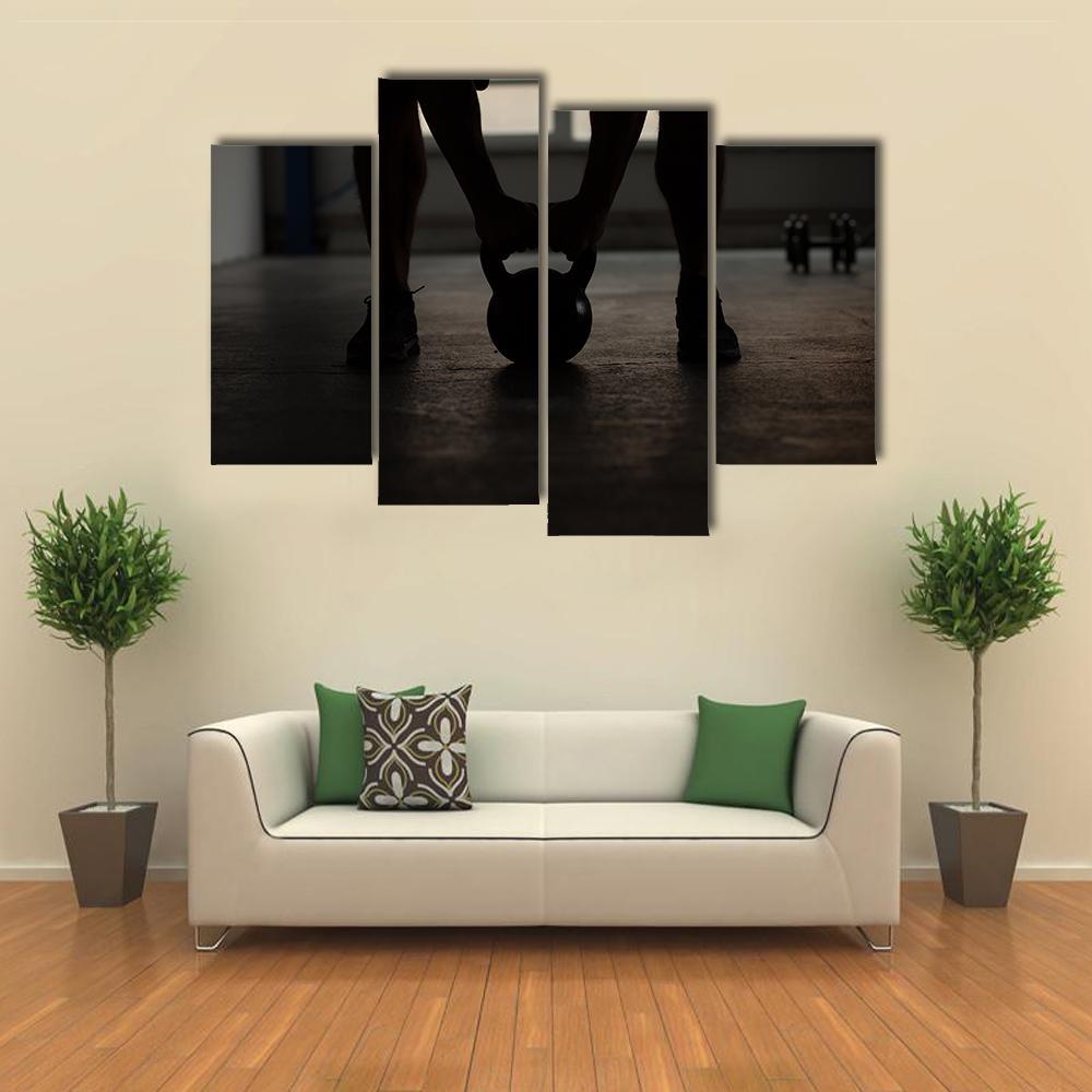 Kettlebell Training Backlit Canvas Wall Art-4 Pop-Gallery Wrap-50&quot; x 32&quot;-Tiaracle