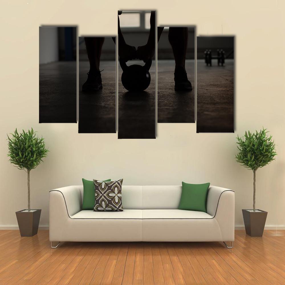Kettlebell Training Backlit Canvas Wall Art-5 Pop-Gallery Wrap-47" x 32"-Tiaracle