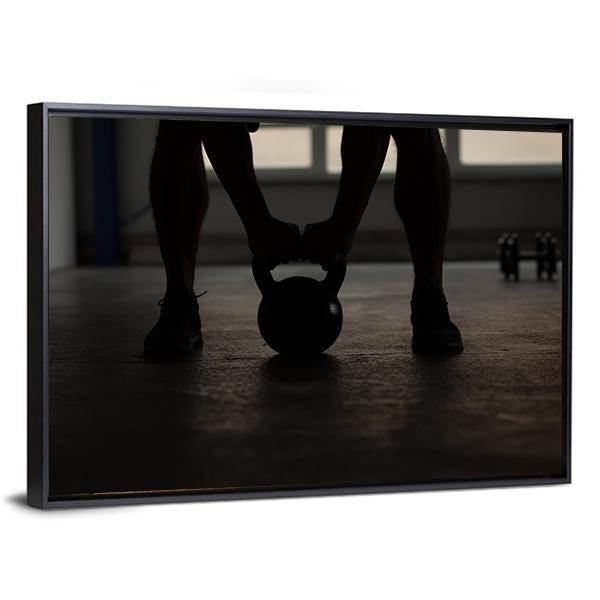 Kettlebell Training Backlit Canvas Wall Art-3 Horizontal-Gallery Wrap-25&quot; x 16&quot;-Tiaracle