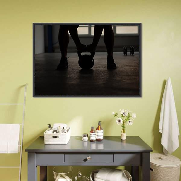 Kettlebell Training Backlit Canvas Wall Art-3 Horizontal-Gallery Wrap-25" x 16"-Tiaracle