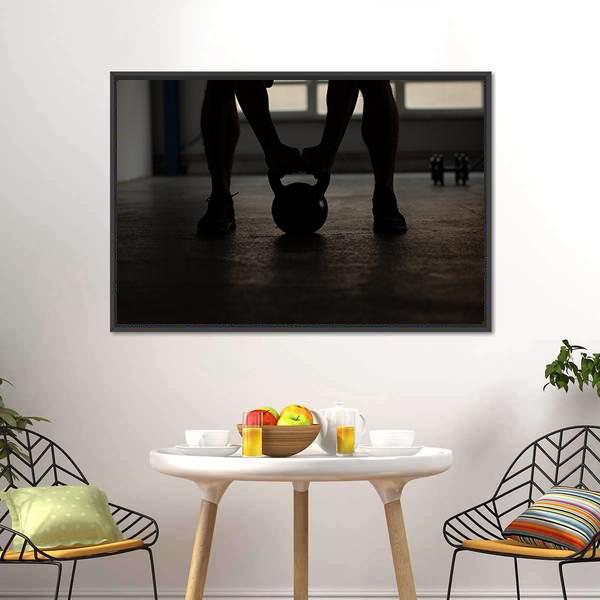 Kettlebell Training Backlit Canvas Wall Art-1 Piece-Floating Frame-24" x 16"-Tiaracle