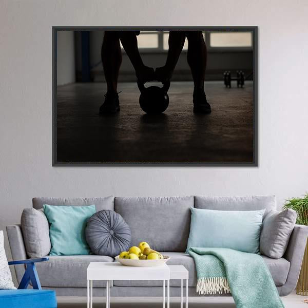 Kettlebell Training Backlit Canvas Wall Art-3 Horizontal-Gallery Wrap-25" x 16"-Tiaracle