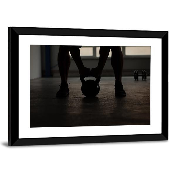 Kettlebell Training Backlit Canvas Wall Art-3 Horizontal-Gallery Wrap-25&quot; x 16&quot;-Tiaracle