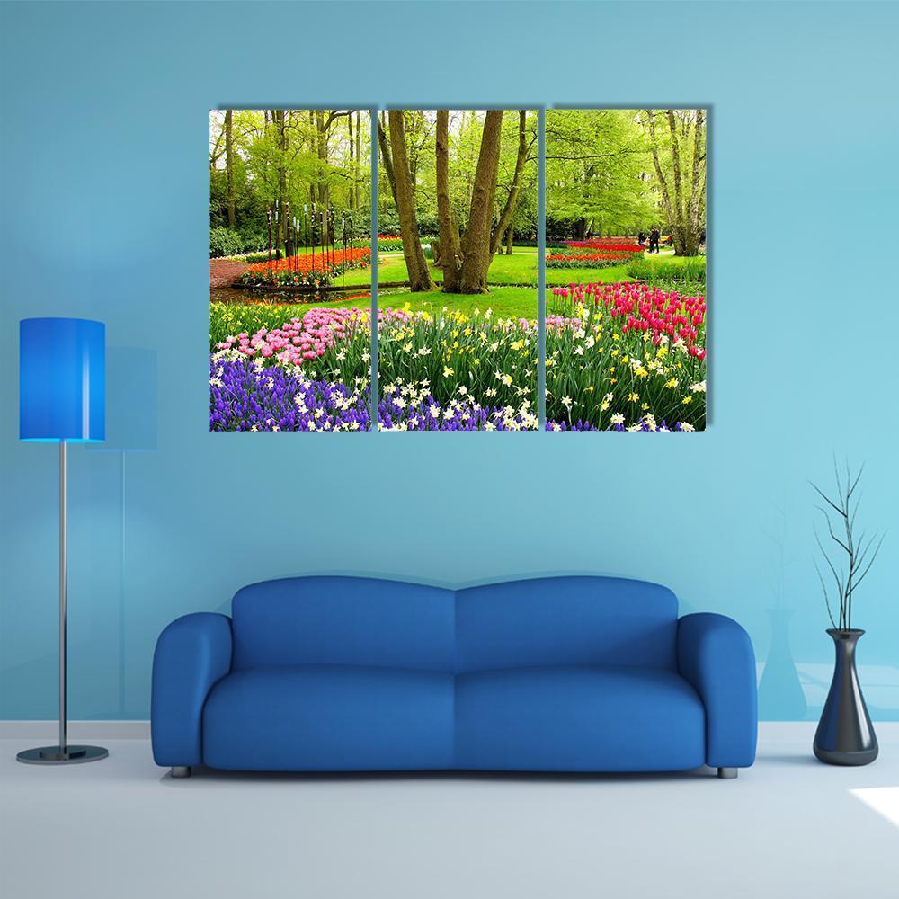 Keukenhof Garden Netherlands Canvas Wall Art-4 Pop-Gallery Wrap-50" x 32"-Tiaracle