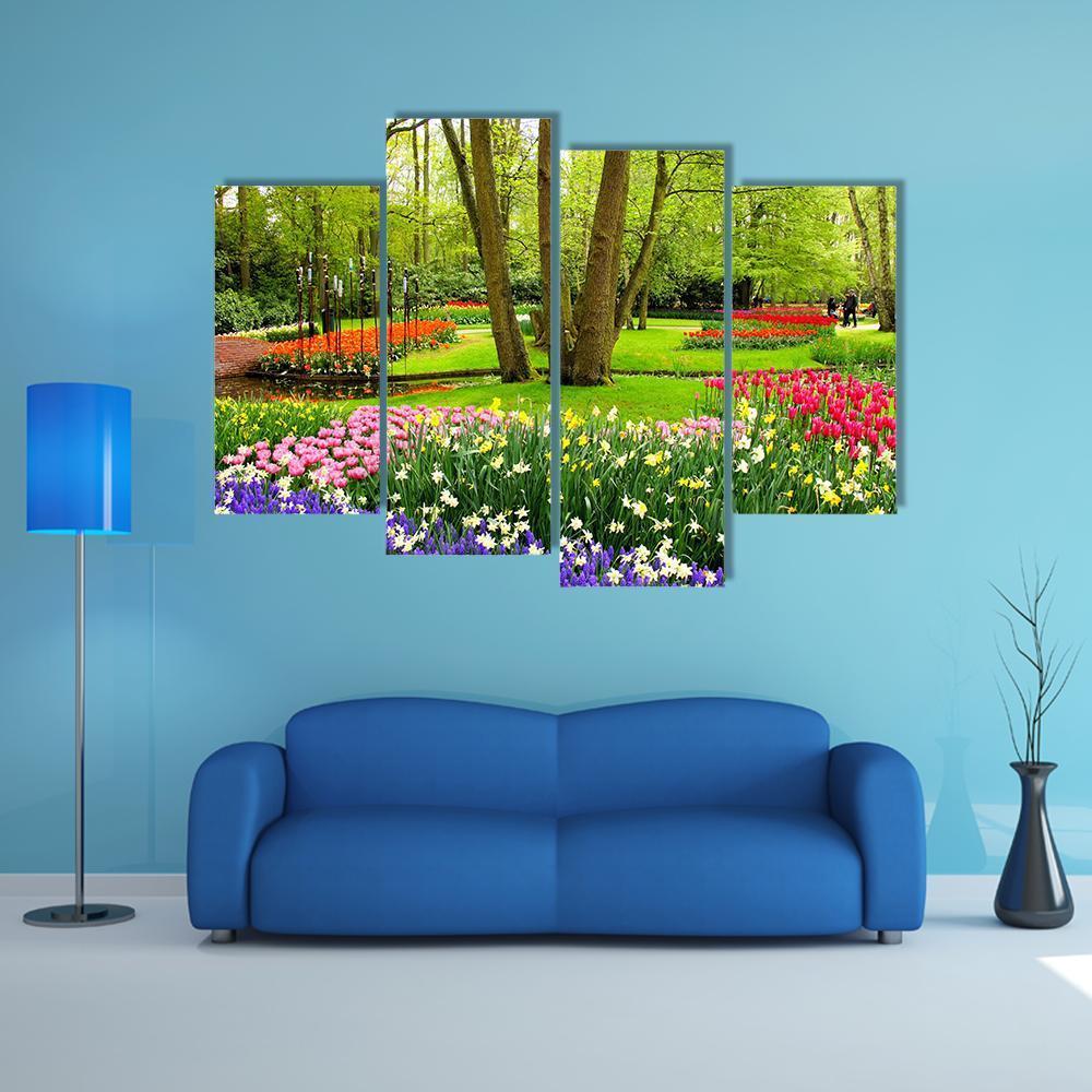 Keukenhof Garden Netherlands Canvas Wall Art-4 Pop-Gallery Wrap-50" x 32"-Tiaracle