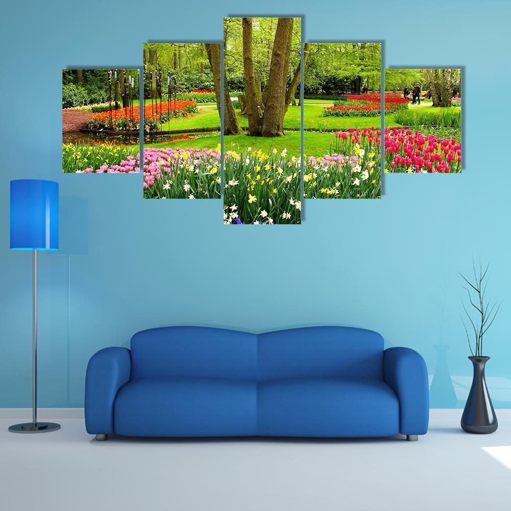 Keukenhof Garden Netherlands Canvas Wall Art-5 Star-Gallery Wrap-62" x 32"-Tiaracle