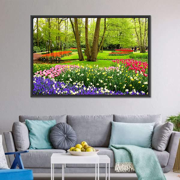 Keukenhof Garden Netherlands Canvas Wall Art-3 Horizontal-Gallery Wrap-25" x 16"-Tiaracle