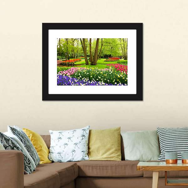 Keukenhof Garden Netherlands Canvas Wall Art-1 Piece-Framed Print-20" x 16"-Tiaracle