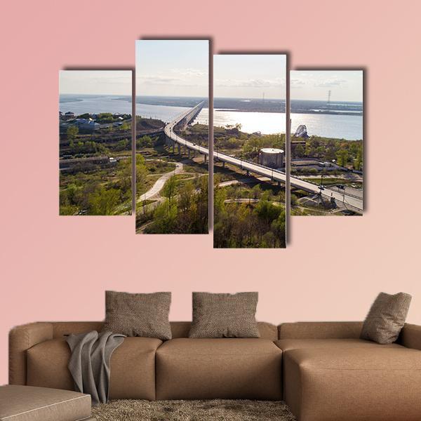 Khabarovsk Bridge Russia Canvas Wall Art-4 Pop-Gallery Wrap-50" x 32"-Tiaracle