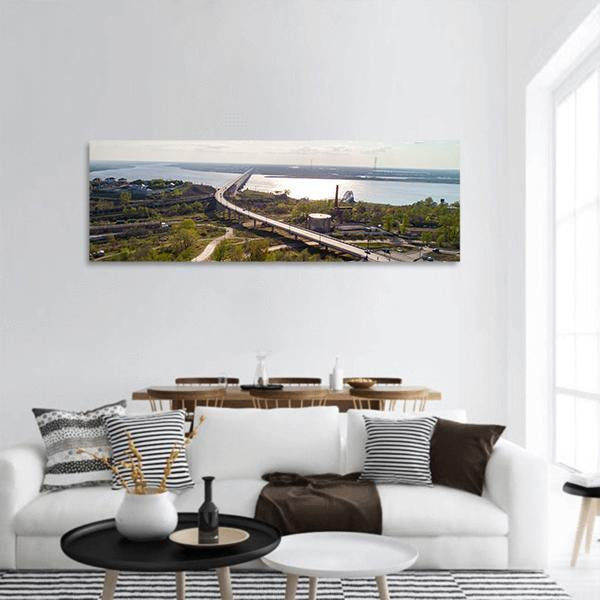 Khabarovsk Bridge Russia Panoramic Canvas Wall Art-1 Piece-36" x 12"-Tiaracle