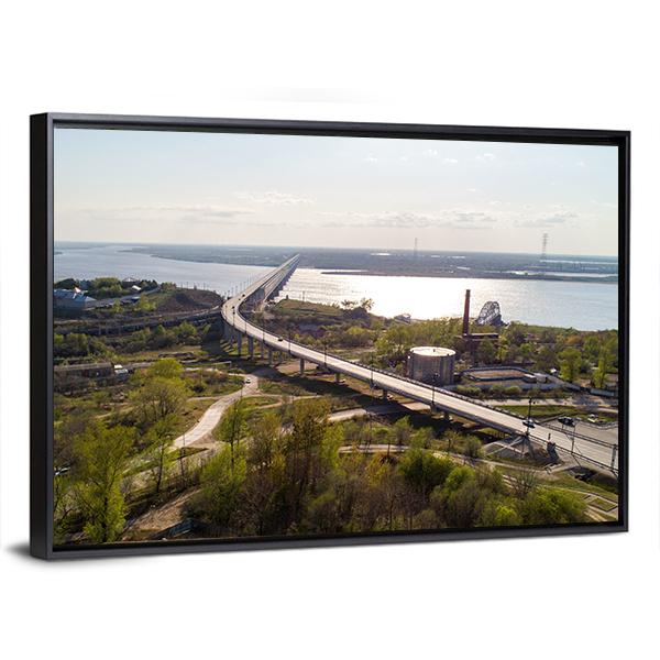 Khabarovsk Bridge Russia Canvas Wall Art-3 Horizontal-Gallery Wrap-25" x 16"-Tiaracle