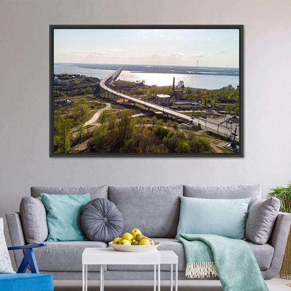 Khabarovsk Bridge Russia Canvas Wall Art-3 Horizontal-Gallery Wrap-25" x 16"-Tiaracle
