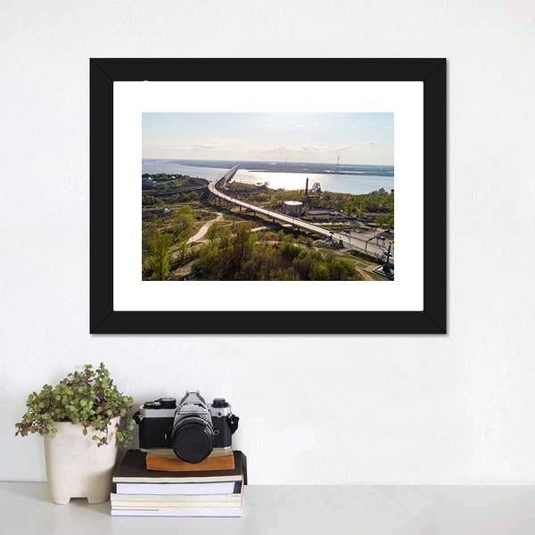 Khabarovsk Bridge Russia Canvas Wall Art-1 Piece-Framed Print-20" x 16"-Tiaracle