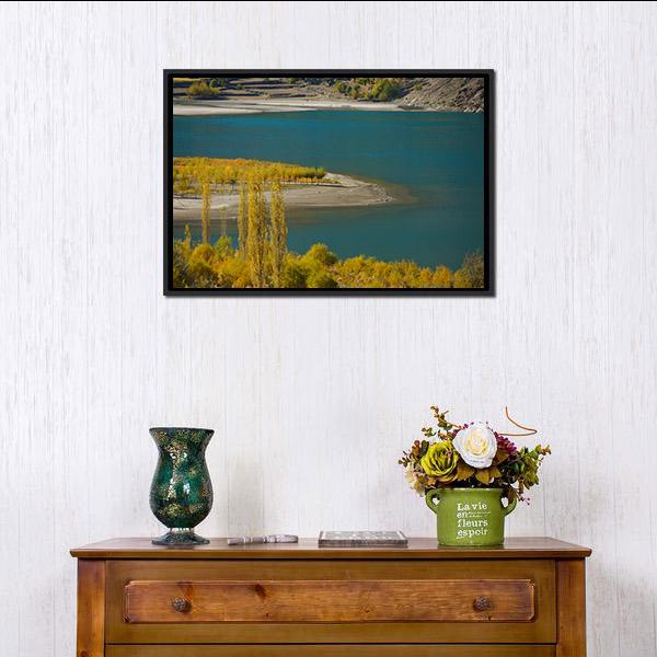 Khalti Lake Pakistan Canvas Wall Art-1 Piece-Floating Frame-24" x 16"-Tiaracle