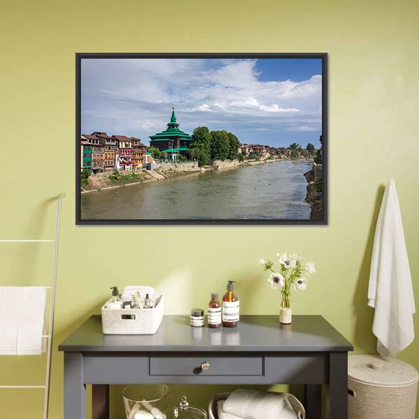 Khanqah-E-Moula Ancient Mosque Canvas Wall Art-1 Piece-Floating Frame-24" x 16"-Tiaracle