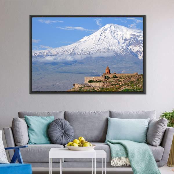 Khor Virap Monastery Canvas Wall Art-3 Horizontal-Gallery Wrap-25" x 16"-Tiaracle