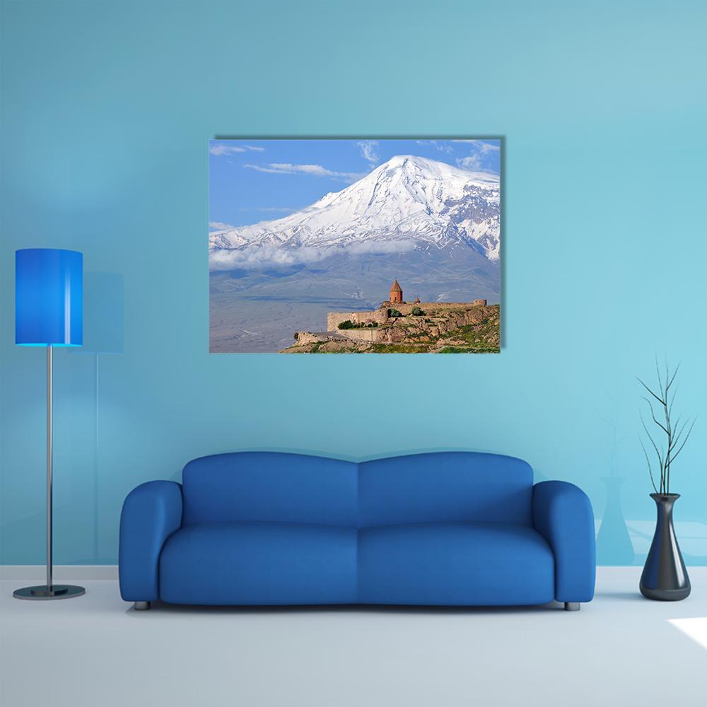 Khor Virap Monastery Canvas Wall Art-1 Piece-Gallery Wrap-48" x 32"-Tiaracle