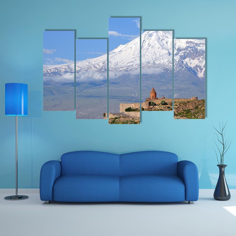 Khor Virap Monastery Canvas Wall Art-5 Pop-Gallery Wrap-47" x 32"-Tiaracle